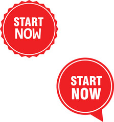 Red “START NOW” Badge & Pointer Icon Set – Call-to-Action Graphics