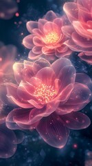 Blooming Flowers with Ethereal Light and Translucent Petals