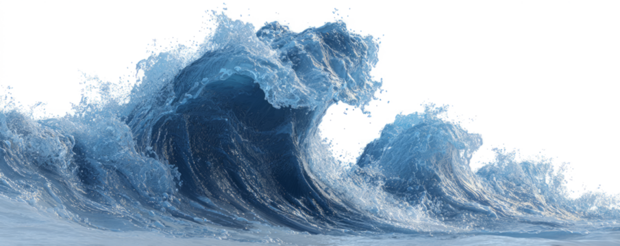 Vivid Blue Ocean Waves Splashing in Natural Light with Dynamic Movement for Marine and Nature Themes - Powered by Adobe