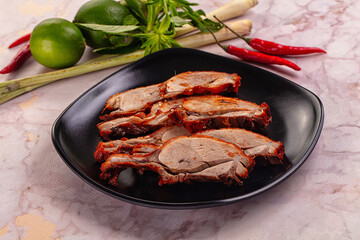 Roasted gourmet duck fillet slices