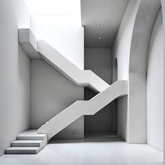 Modern stairway design with minimalist lines and shadows high resolution photo