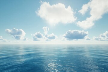 Obraz premium Tranquil seascape with shimmering water, open skies, and gentle waves in digital art style