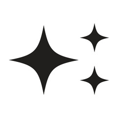 Sparkle Star Icon Set – Simple Starburst Design with Glowing Elements. Vector Illustration with Transparent Background