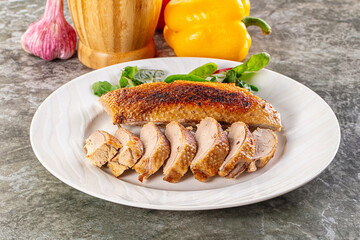 Roasted duck breast with slices