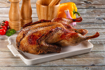 Baked with spices whole duck