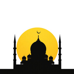 Mosque with rising moon behind it
