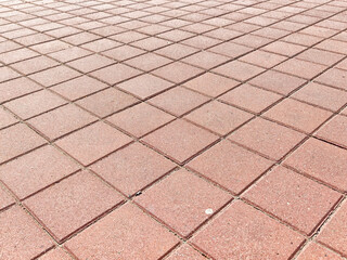 Textured red pavement with a grid pattern and ample space for text or design elements