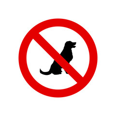 No dog sign in red circle. pets are prohibited. dog no entry.