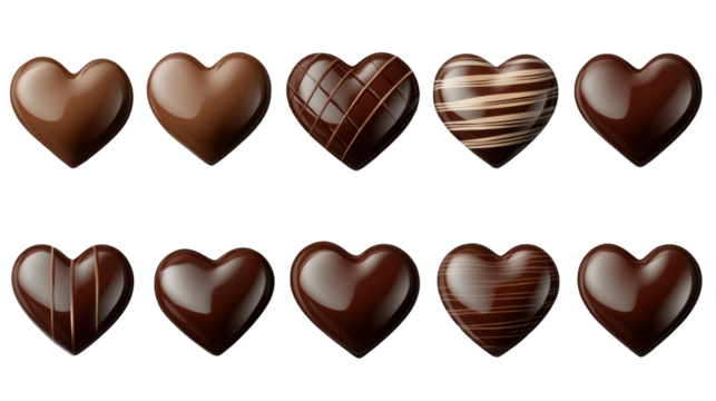 Delicious heart-shaped chocolate isolated on white background, showcasing smooth texture and rich cocoa color, perfect for Valentine’s Day, romantic themes, desserts, and sweet design concepts