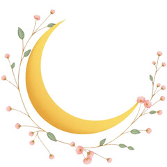 Crescent with floral ornaments around it