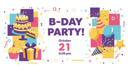 Banner vector illustration birthday party