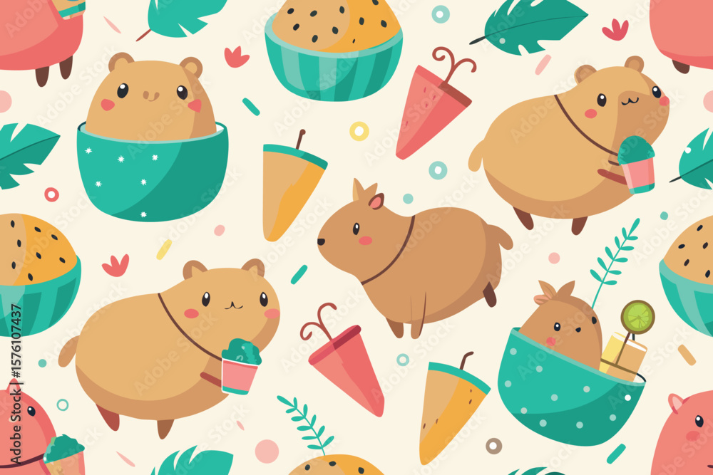 Aufkleber seamless pattern illustration with c motif in cmyk colors and basic fonts