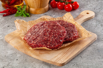 Raw beef burger cutlet for grill