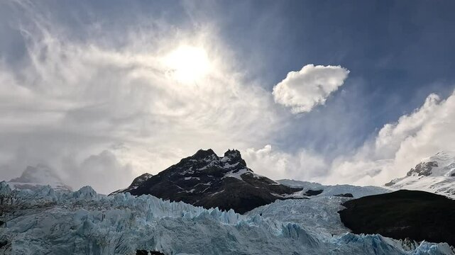 Spegazzini glacier Los Glaciares National Park is situated
in  Santa Cruz province, Patagonia
Argentina. It was declared a UNESCO&rsquo;S world heritage
site in 1981.  Sailing to the Spegazzini glacier.