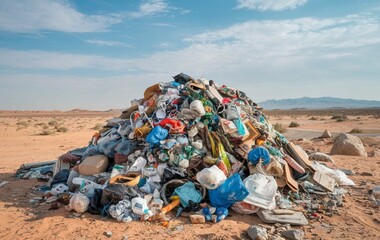 A pile of garbage in the desert