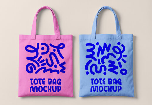 Set of 2 Tote Bags Mockup