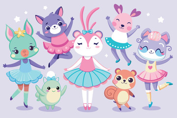Naklejka premium Whimsical Illustration with Eight Objects in a Colorful and Playful Style