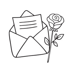 A folded note with a single rose laid beside it
