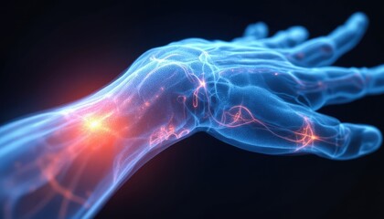 Exploring human anatomy digital visualization of a hand medical science futuristic environment 3d viewpoint