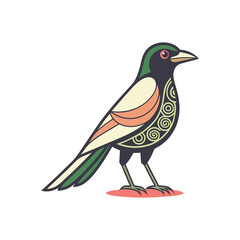  magpie with stylized feather pattern