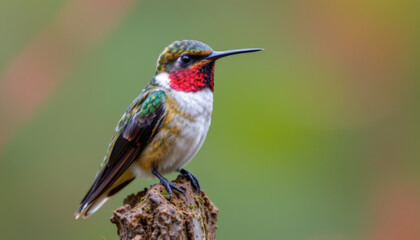 Obraz premium a close up of a hummingbird with intricate, vibrant feathers