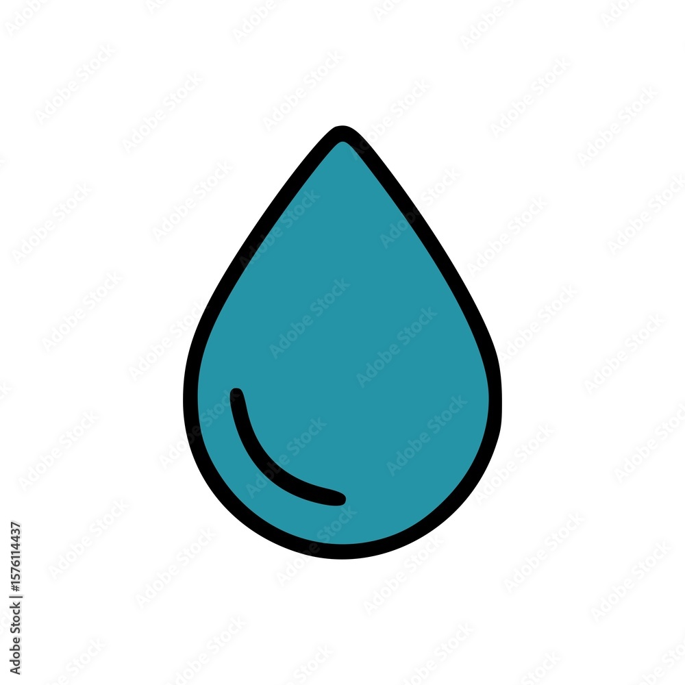 Aufkleber simple teardrop shape representing liquid drop in flat design with curved detail line
