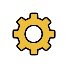 Engineering Cogwheel Symbol with Eight Teeth and Central Hole in Simple Modern Design