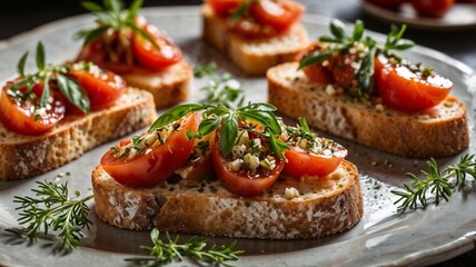 Bruschetta with tomato and mozzarella .