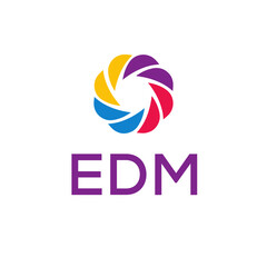 EDM logo design on white  background.