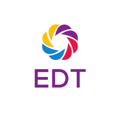 EDT logo design on white  background.
