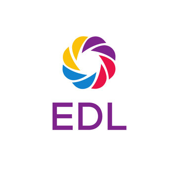 EDL logo design on white  background.