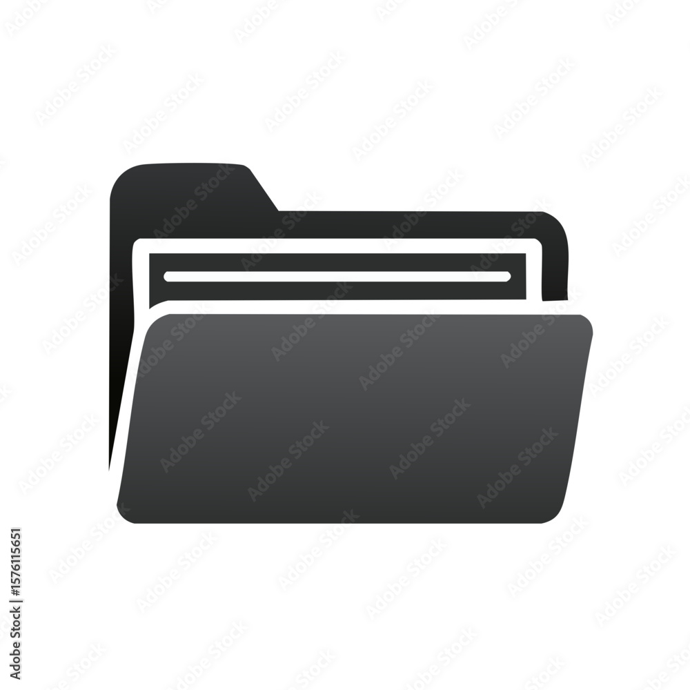 Aufkleber open grey folder with blank documents inside for file management organization