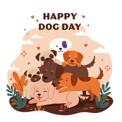 Obraz premium Vector design happy dog day, flat illustration