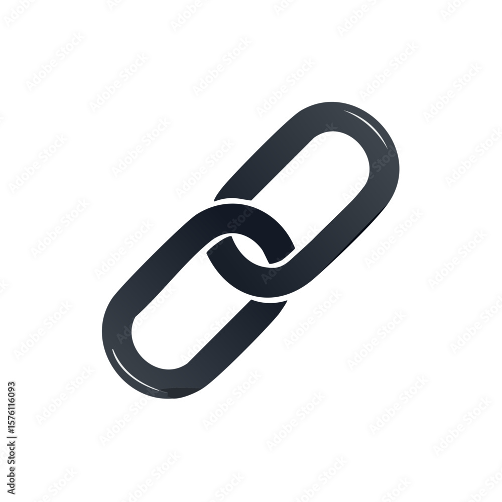 Poster interlocked chain links symbolizing connection and security isolated on white