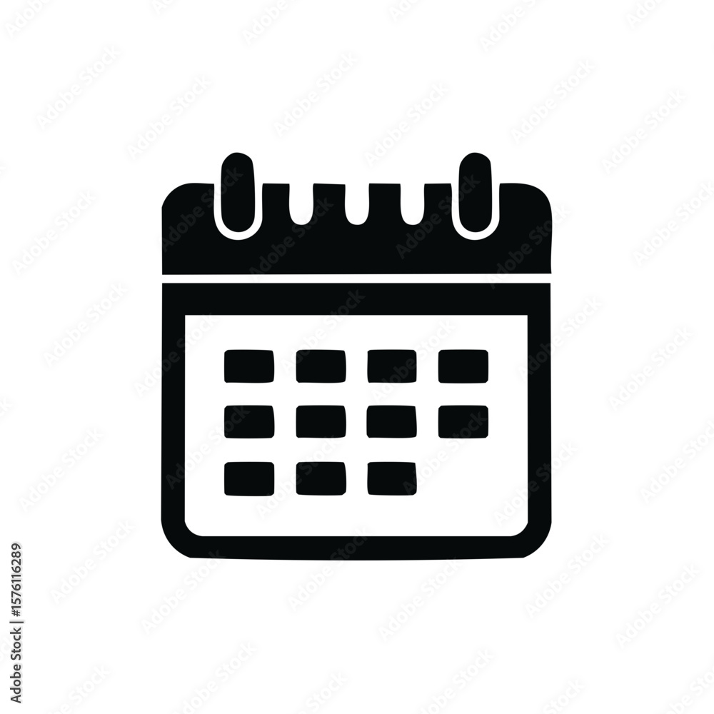 Poster simple black and white calendar graphic icon for event planning and appointment scheduling