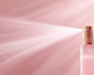 Canister spray substance A sleek perfume bottle sprays mist into the air, creating a serene and elegant atmosphere.
