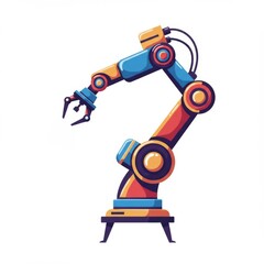 Fototapeta premium Colorful Pixel Art Robotic Arm on White Background