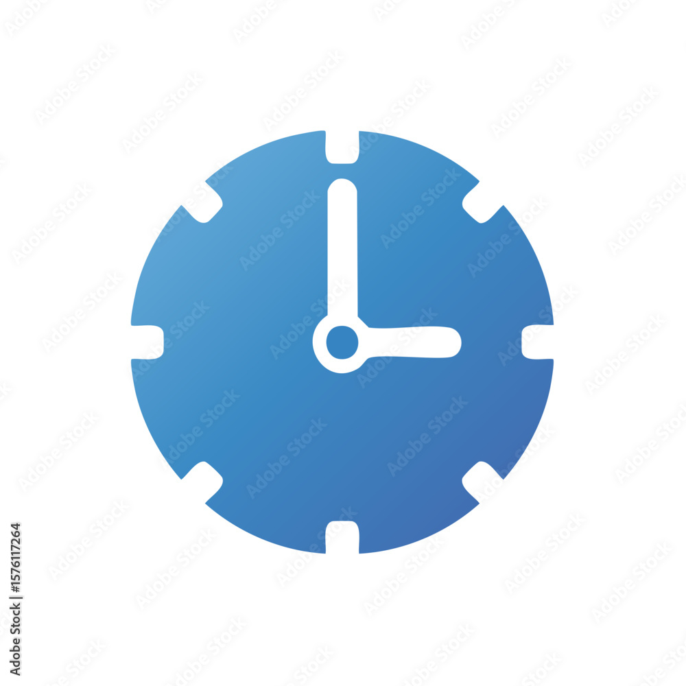 Poster blue clock icon showing three o'clock time reminder appointment timer graphic