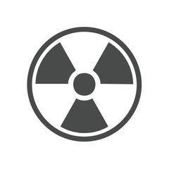 Fototapeta premium Simple gray radiation symbol icon, hazard warning sign in circle outline