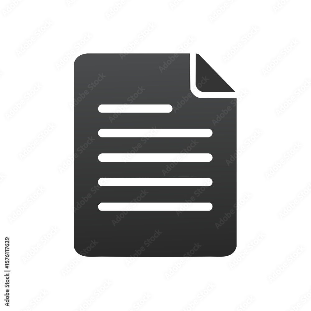 Leinwandbilder Dark Gradient File Document with Corner Fold and Five Horizontal Lines