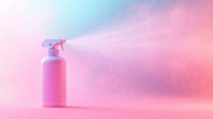 Canister spray substance A stylish spray bottle creates mist in a vibrant pink and blue atmosphere for a refreshing touch.