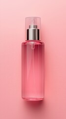 Canister spray substance A stylish pink spray bottle on a soft pink background, perfect for beauty or cosmetic product themes.
