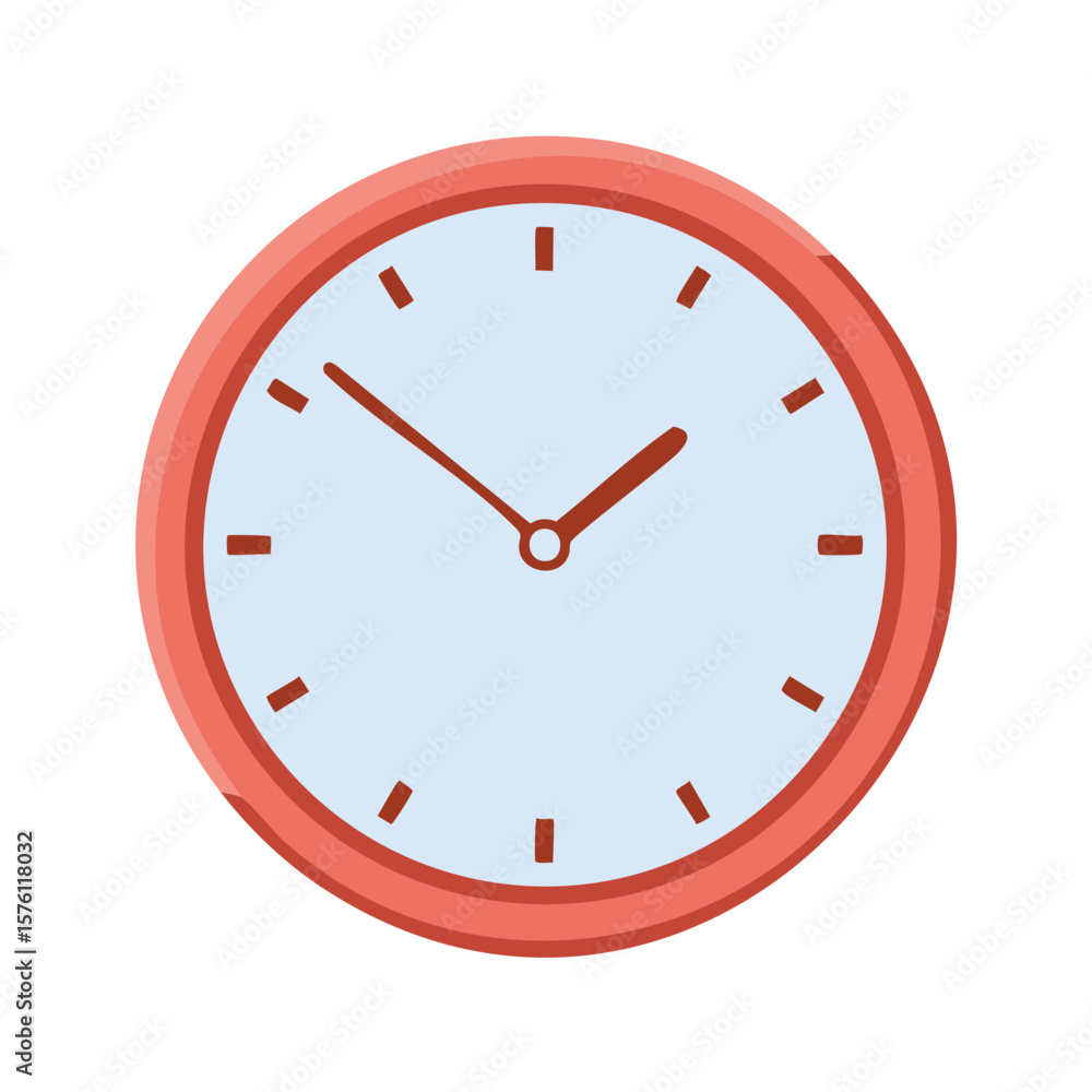 Poster analog wall clock with simple face design showing the time indicator