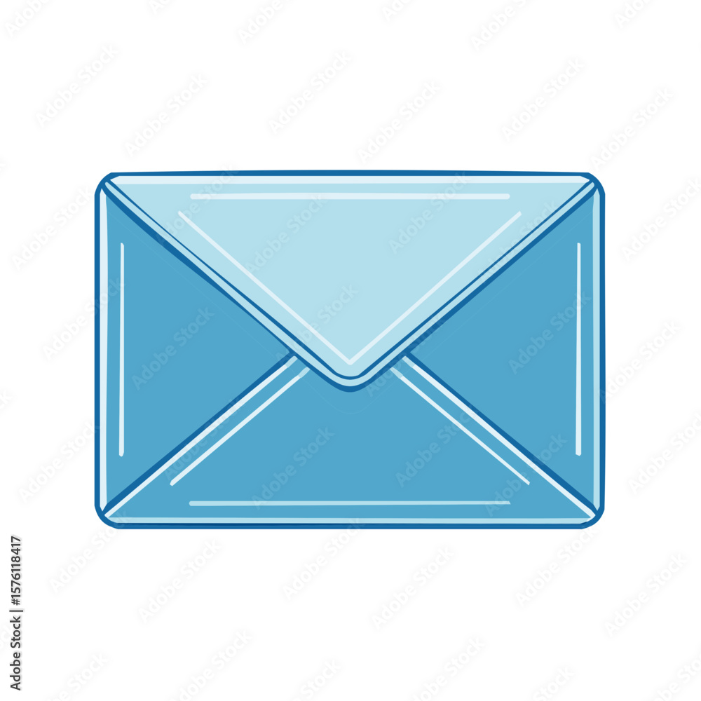 Poster light blue envelope with clean lines: classic communication method for mails and correspondence in d