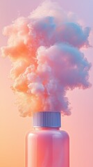 Canister spray substance A vibrant bottle releasing colorful clouds, representing creativity and inspiration in graphic design.