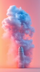 Canister spray substance A vibrant spray can emitting colorful clouds in a dreamy background, representing creativity and expression.