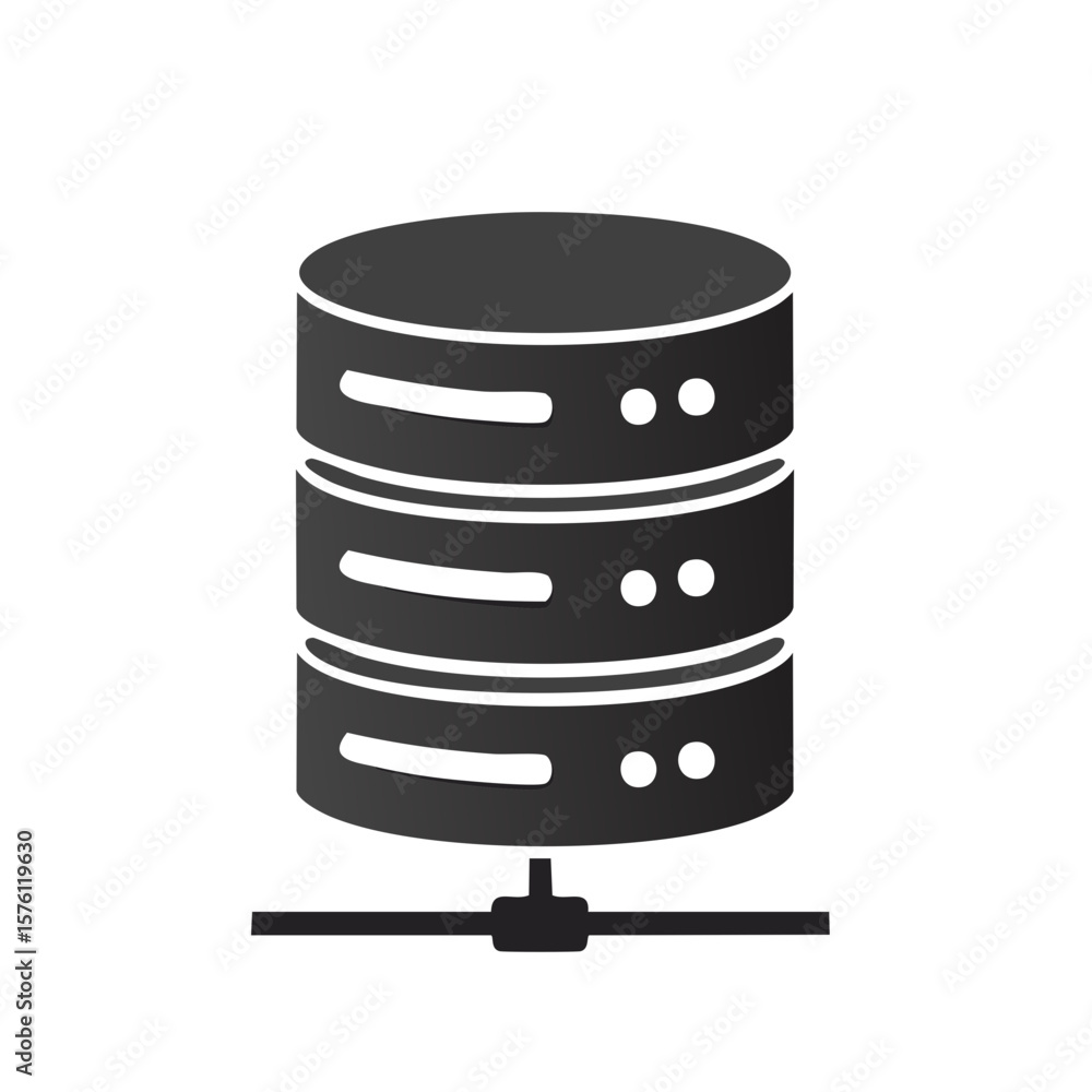 Poster data storage server icon depicting information technology infrastructure and network connections