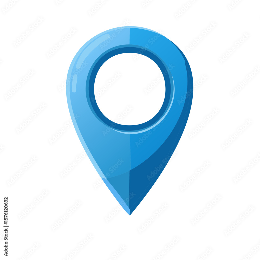 Poster digital blue navigation pointer shows position and location for finding destinations