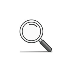  Magnifying glass with a black handle and a gray border with a black line underneath, representing a simple search concept