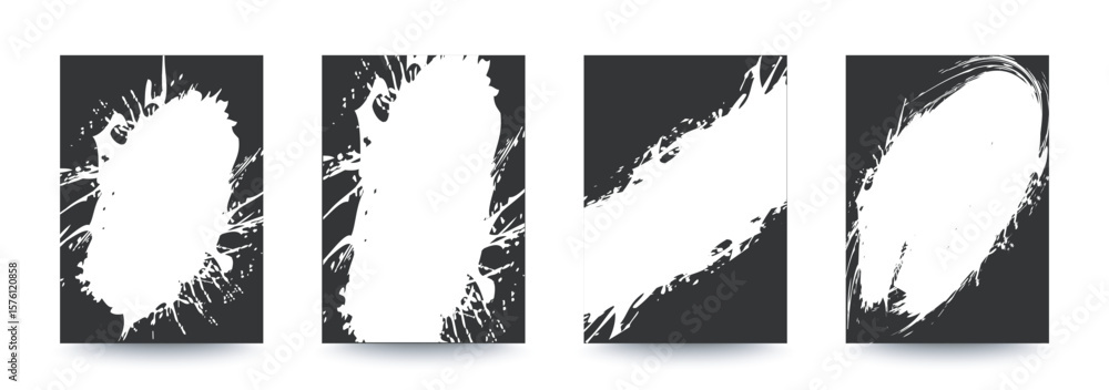Poster a4 grunge poster. set of abstract frame grunge bright paint texture in black background a4 template.